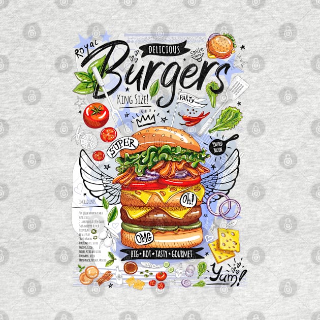 Food, fast food, super, king size, burger, hamburger, cheeseburger by Iraida Bearlala